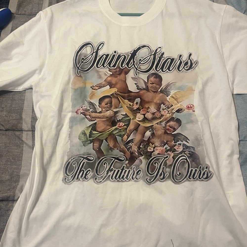 SHEIN White Short Sleeve Tee with Vintage Graphic